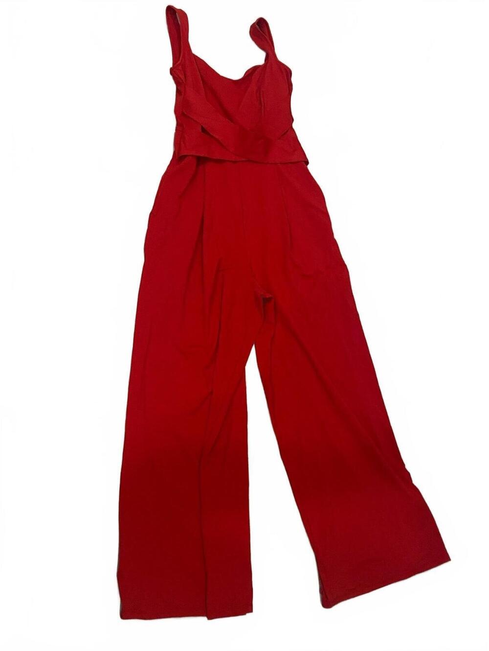 Halara Red Sleeveless Wide Leg Jumpsuit Size Small